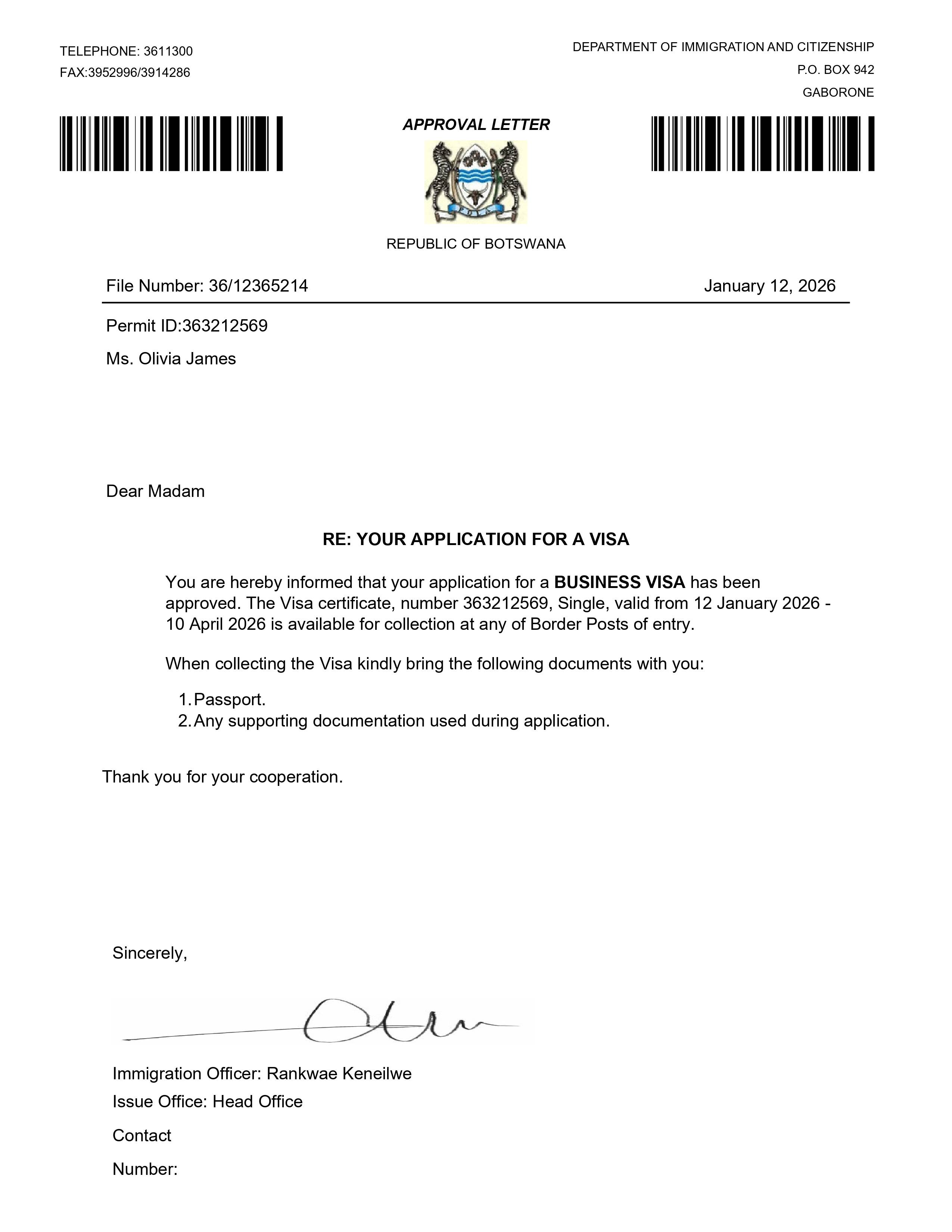 Botswana Business eVisa