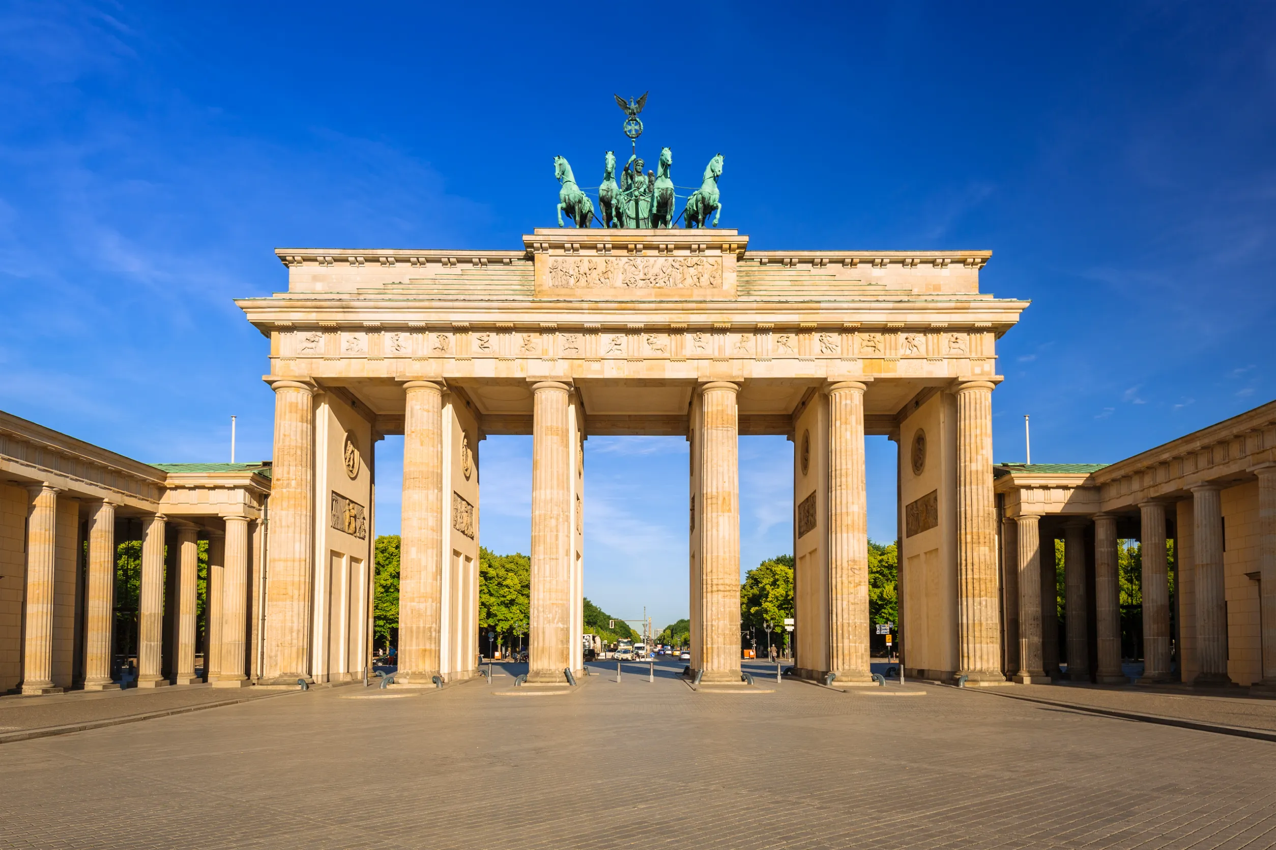 brandenburg gate in berlin at sunrise germany