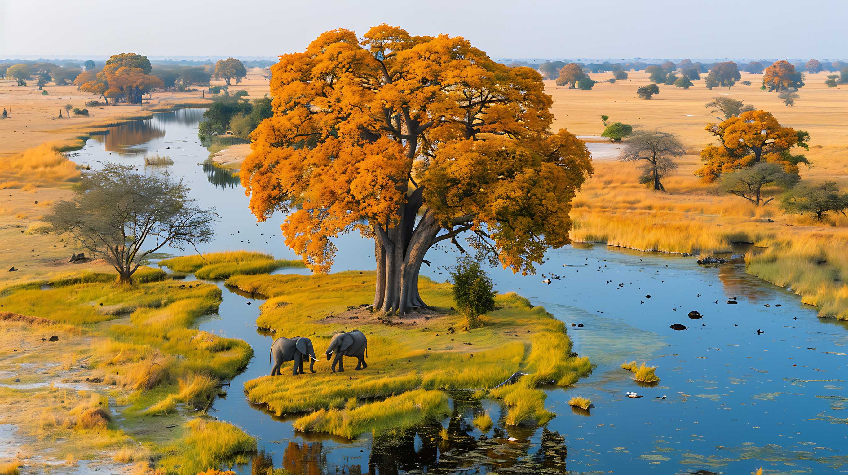 Elephants In The Okavango Delta Botswana Africa