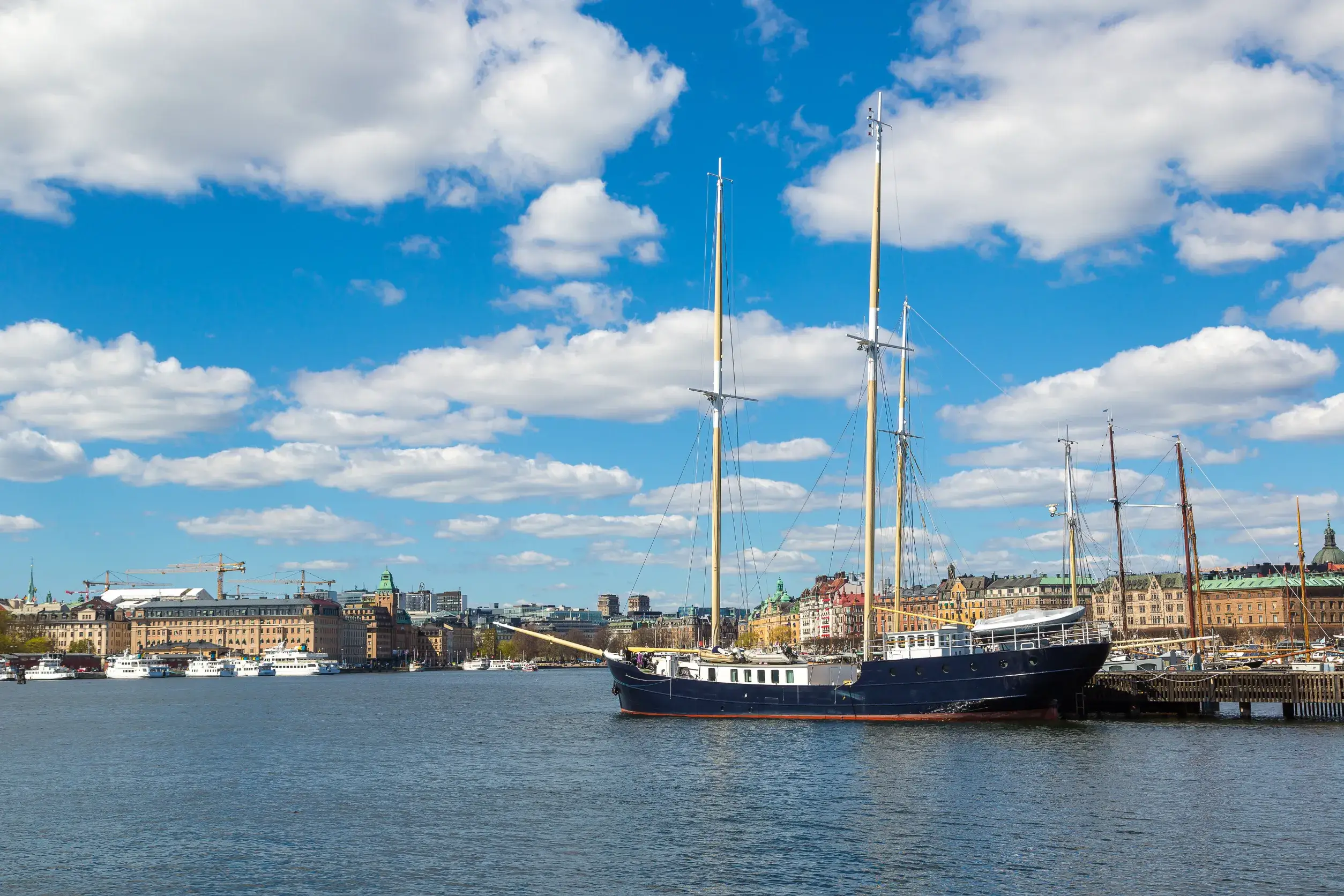 gamla stan the old part of stockholm in a sunny day sweden