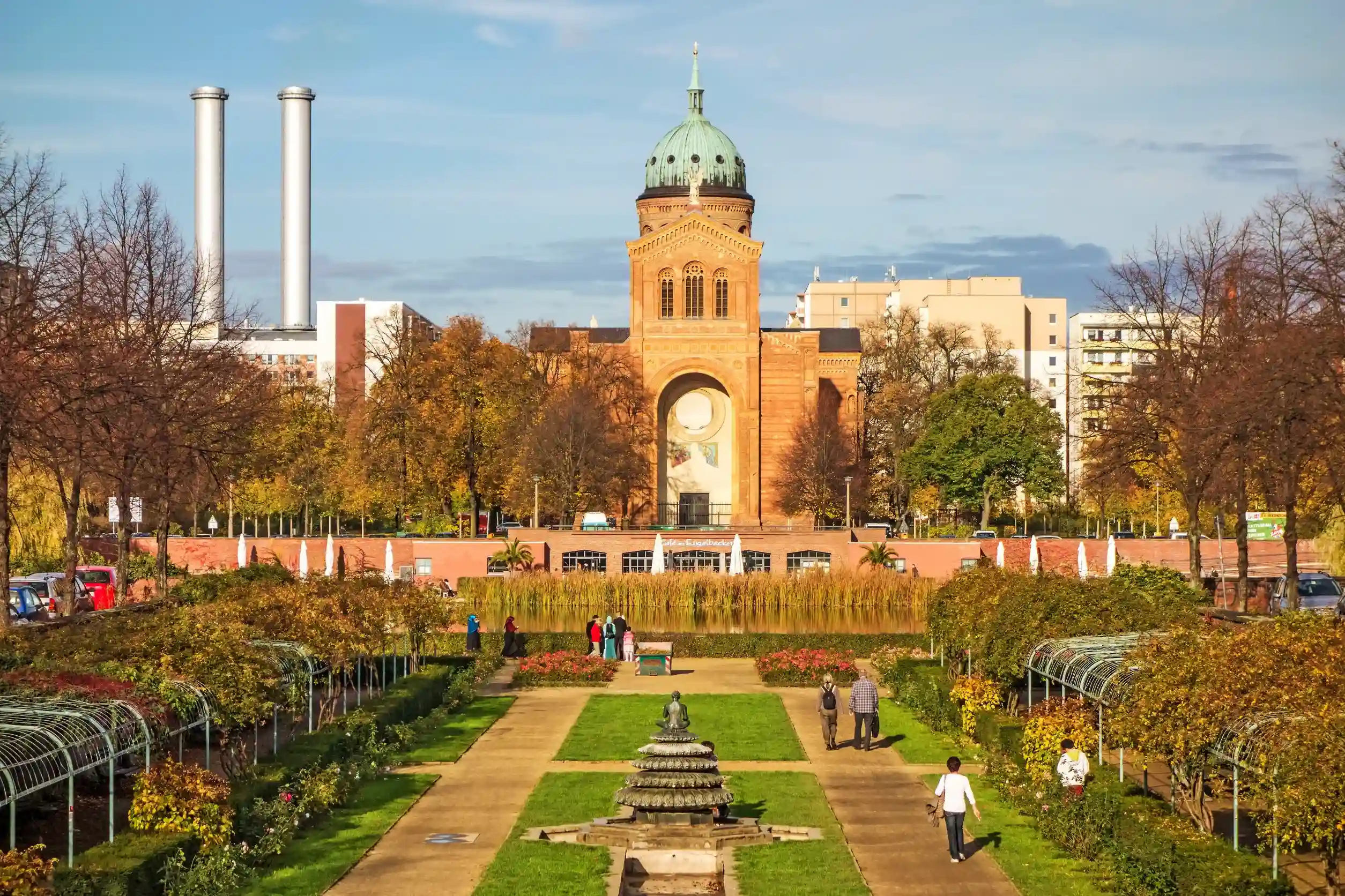 square michaelkirchplatz with saint michael church park with indian
