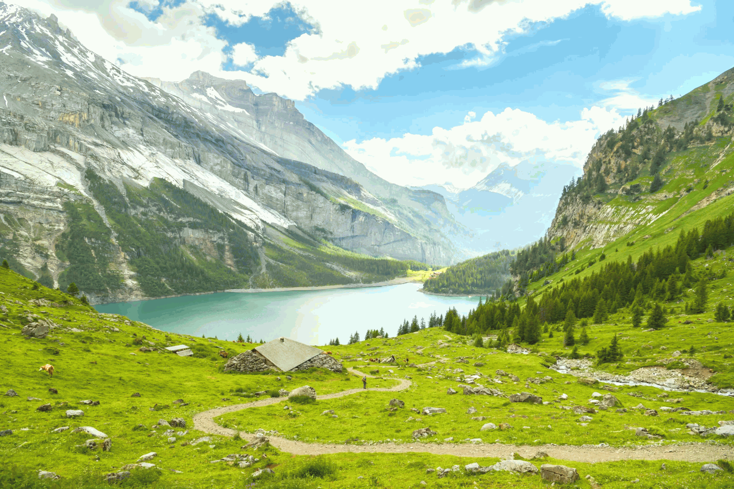 the oeschinen lake in bern switzerland