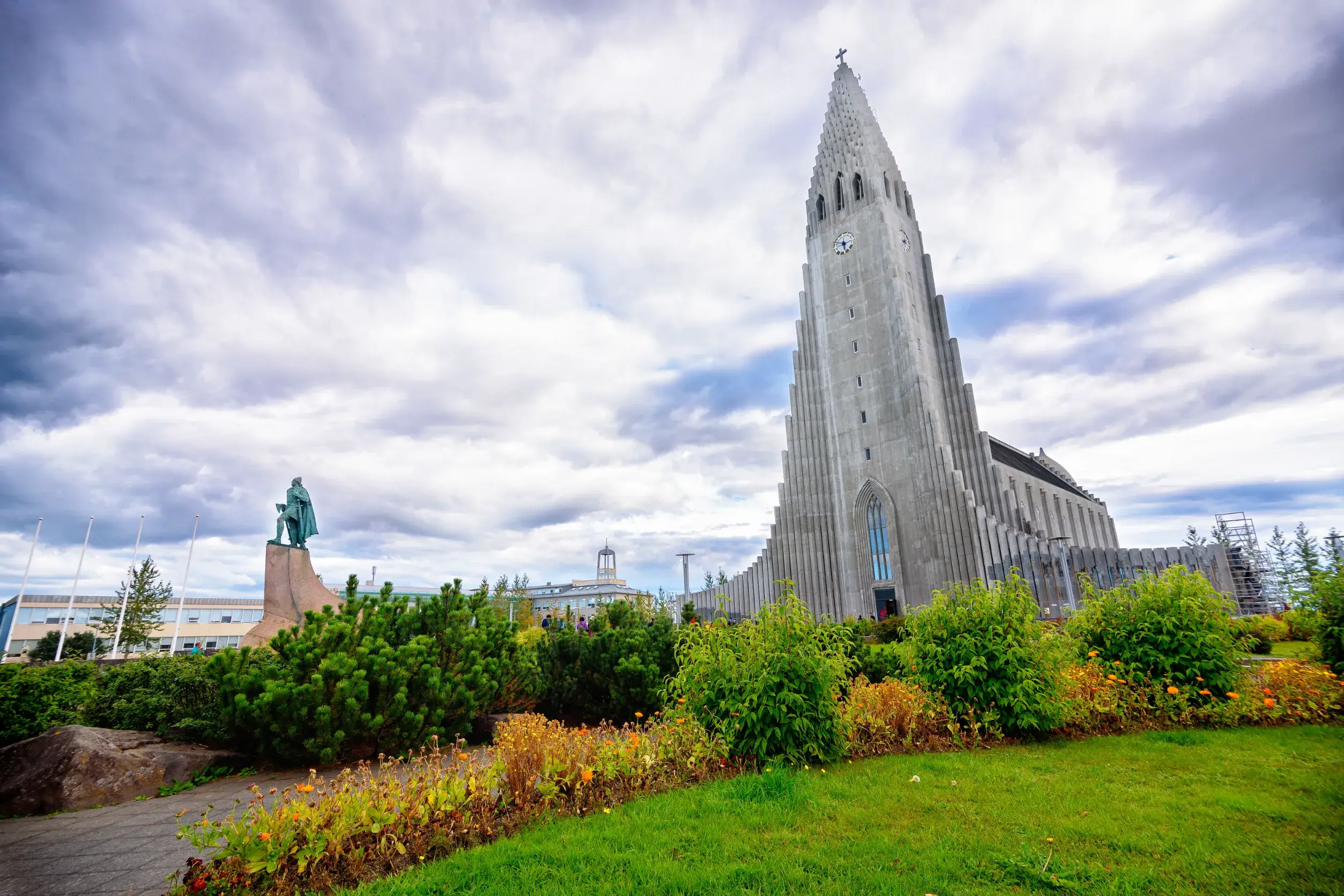 turbulent clouds of the sky of hallgrimskirkja church in reykjavik