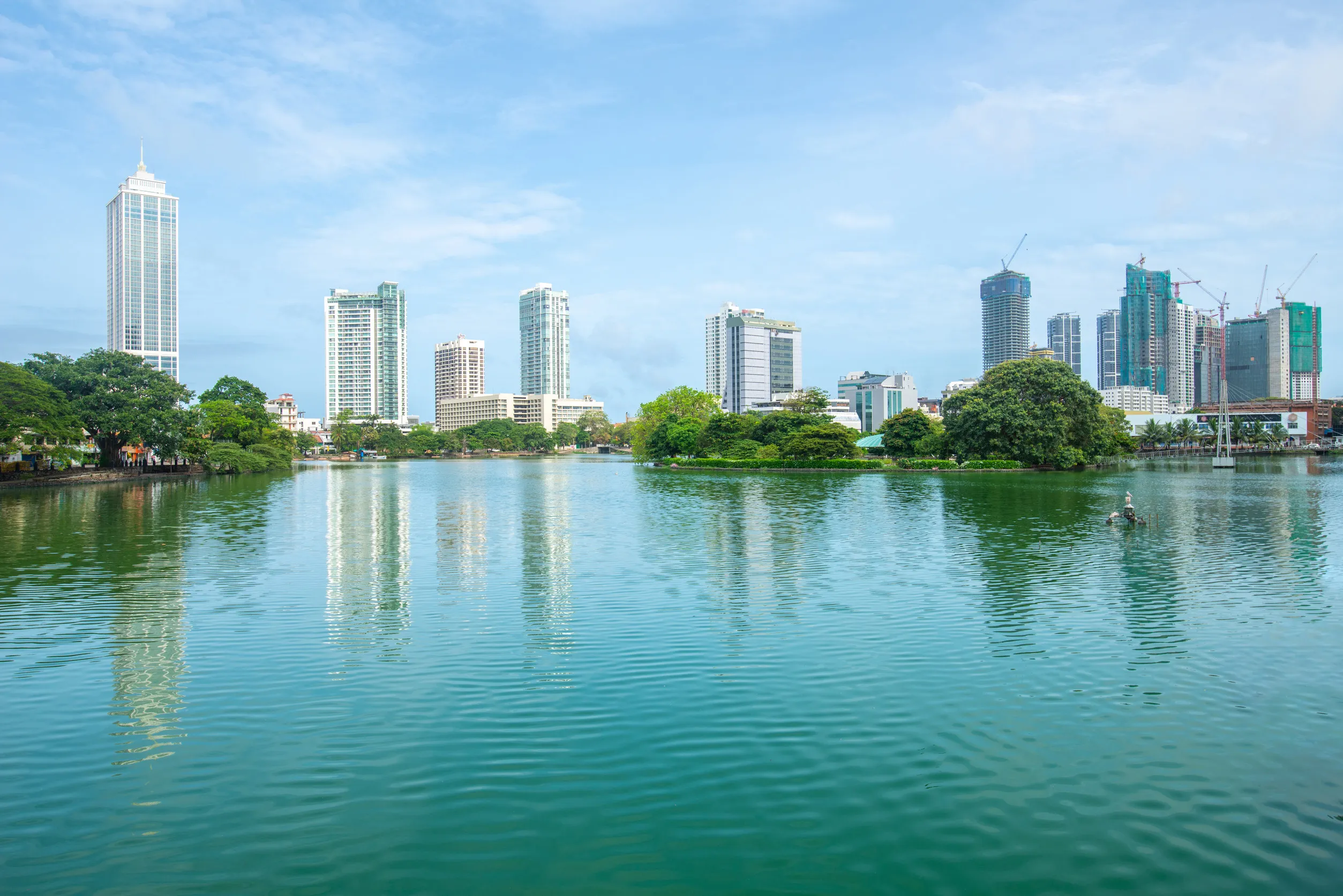 view at beira lake at gangaramaya temple in colombo sri lanka