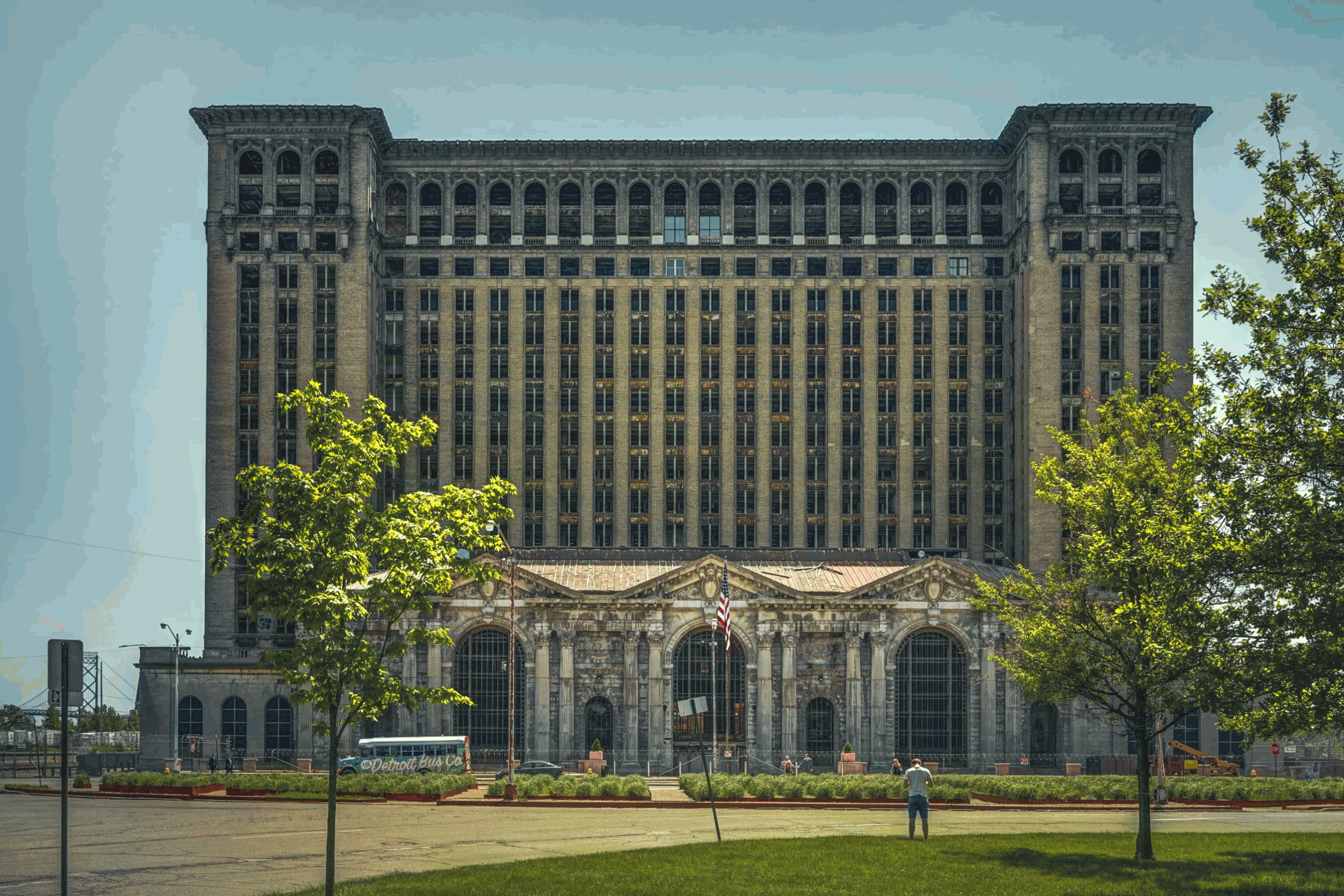 view of the old michigan central station building